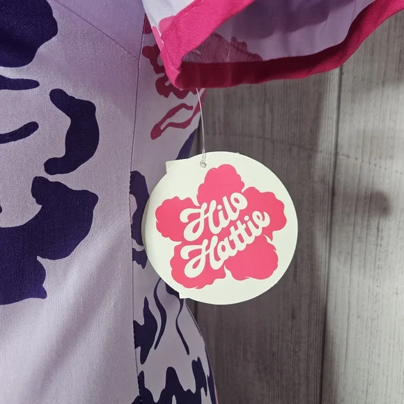 VTG 80s NWT Hilo Hattie Floral Puff Sleeve Dress w Mermaid Ruffle Hem, size 12 - Picture 7 of 10